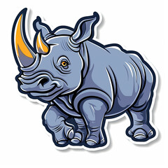 Fototapeta premium Beautiful Colored Stickers with Rhino Design, Rhinoceros Graphic Resource for Creative Project, Ai Generative