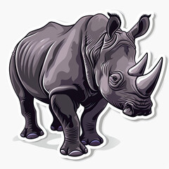 Beautiful Colored Stickers with Rhino Design, Rhinoceros Graphic Resource for Creative Project, Ai Generative