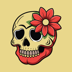 Skull and Flower Vector