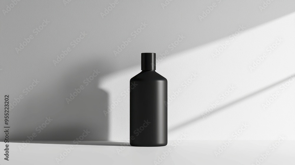Poster sleek modern bottle design on clean background with soft shadow for contrast