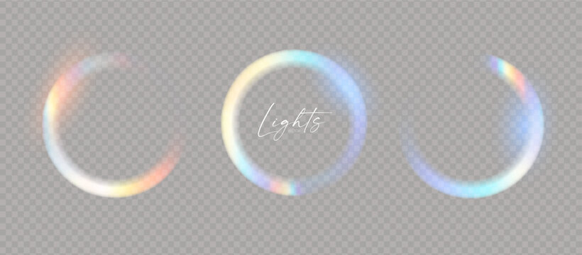 Rainbow circle light effect. Shining banner. Dispersion of beam
