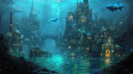 Glowing City Beneath the Waves: A Digital Underwater Masterpiece