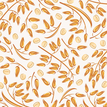 Oats pattern background set. Isolated icon oats. Vector