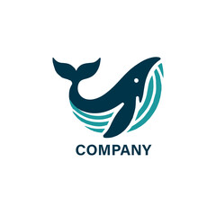 Whale Logo Design for a Brand With Placeholder Text fish logo vector whale logo design concept icon symbol template Fish logo vector template, suitable for fishing, restaurant seafood, market shop, bu