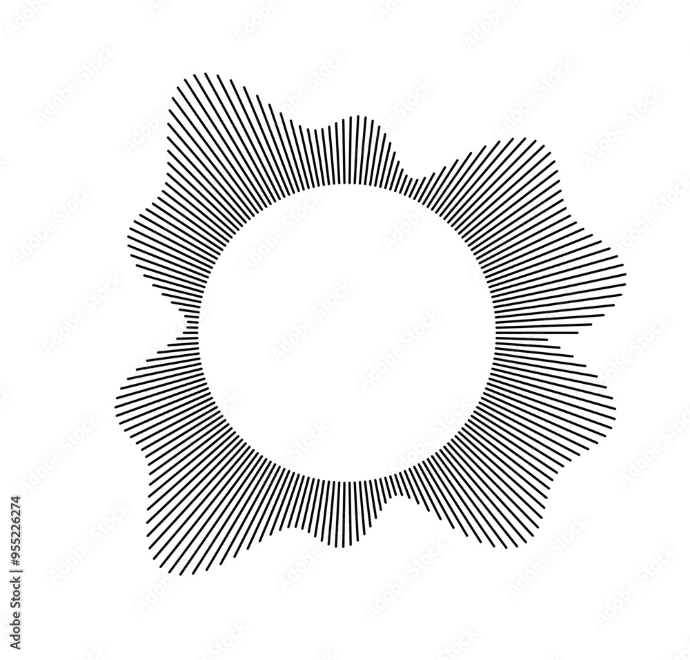Poster radial sound waves in a dynamic circular design, illustrating the flow of audio energy.