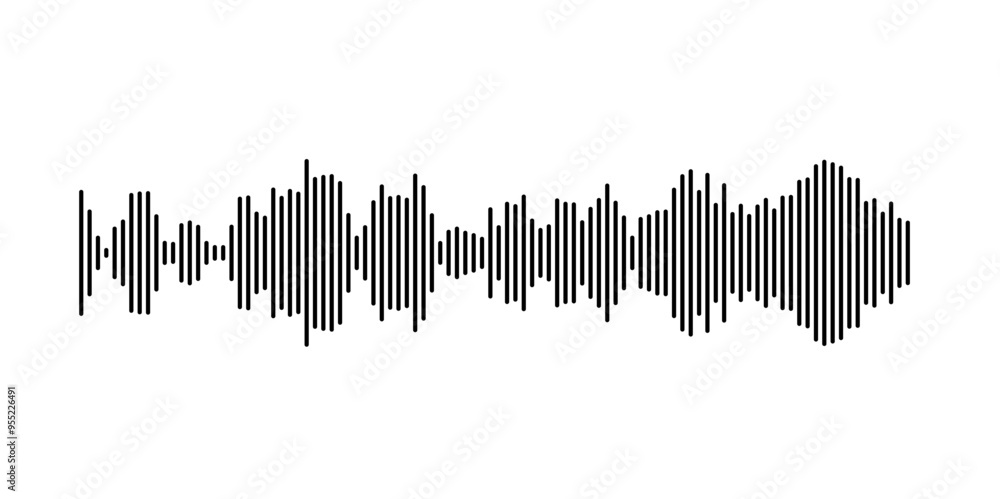 Poster sound wave visualization with parallel vertical lines in dynamic patterns