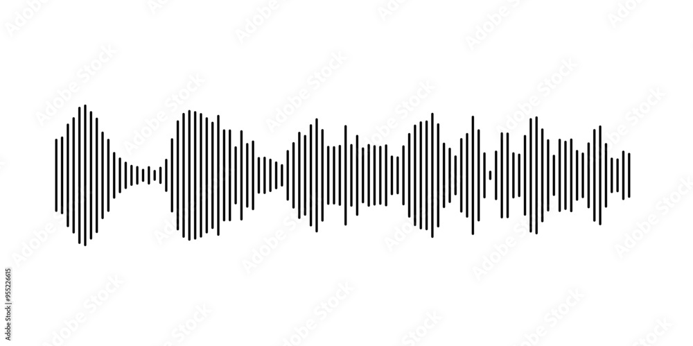 Poster sound wave visualization with parallel vertical lines in dynamic patterns