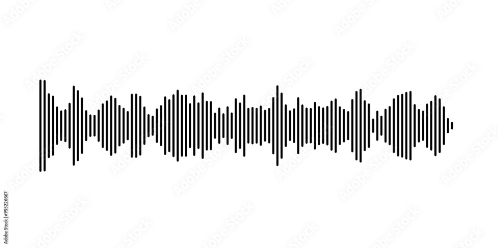 Poster sound wave visualization with parallel vertical lines in dynamic patterns
