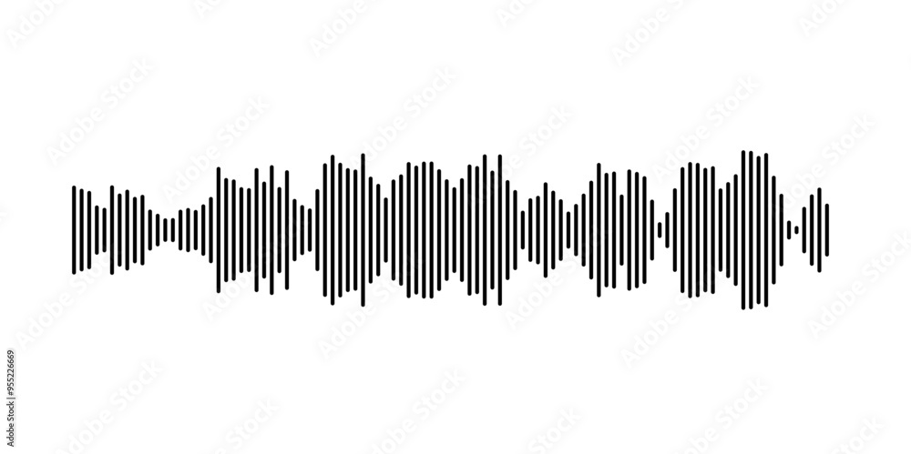 Poster sound wave visualization with parallel vertical lines in dynamic patterns