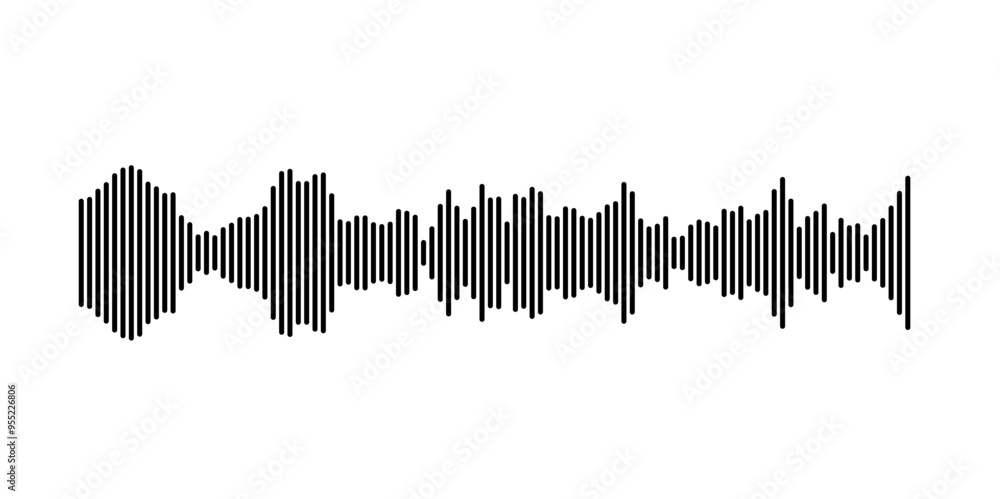 Fototapete Vector art of sound waves represented by vertical line patterns