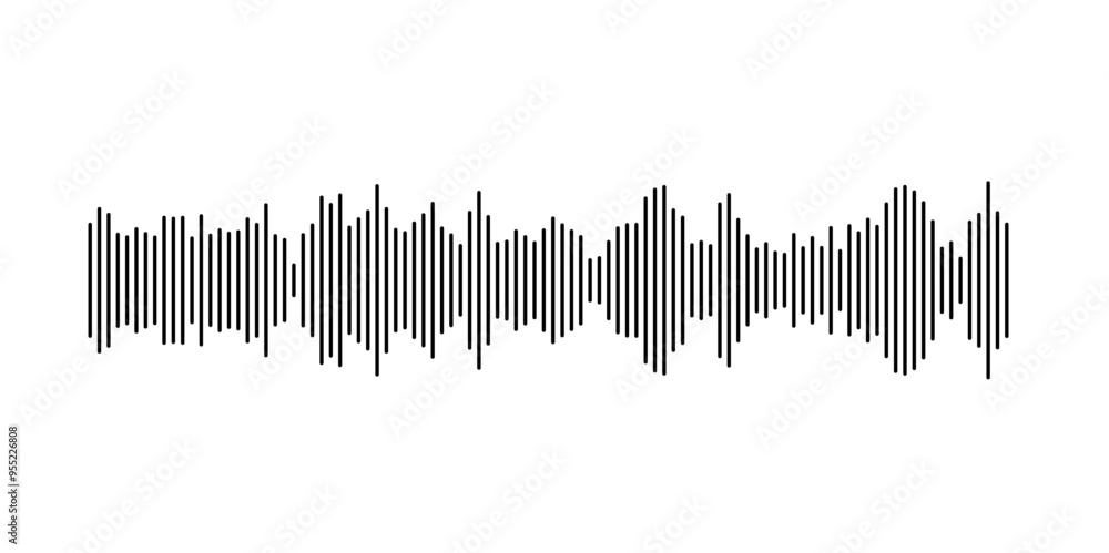 Poster abstract audio representation featuring vertical lines and rhythmic waves
