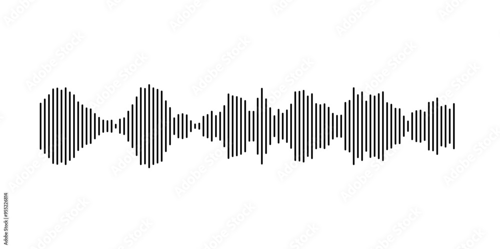 Poster abstract audio representation featuring vertical lines and rhythmic waves