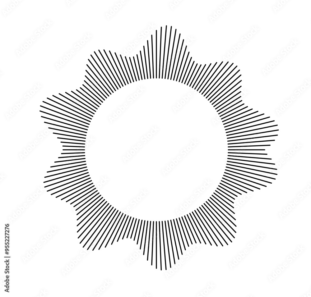 Poster radial frequency design showcasing vibrant sound elements, creating a visually engaging representati