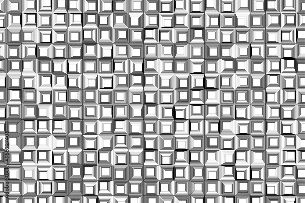 Aufkleber Contemporary vector illustration of nested squares creating a unique monochrome grid pattern