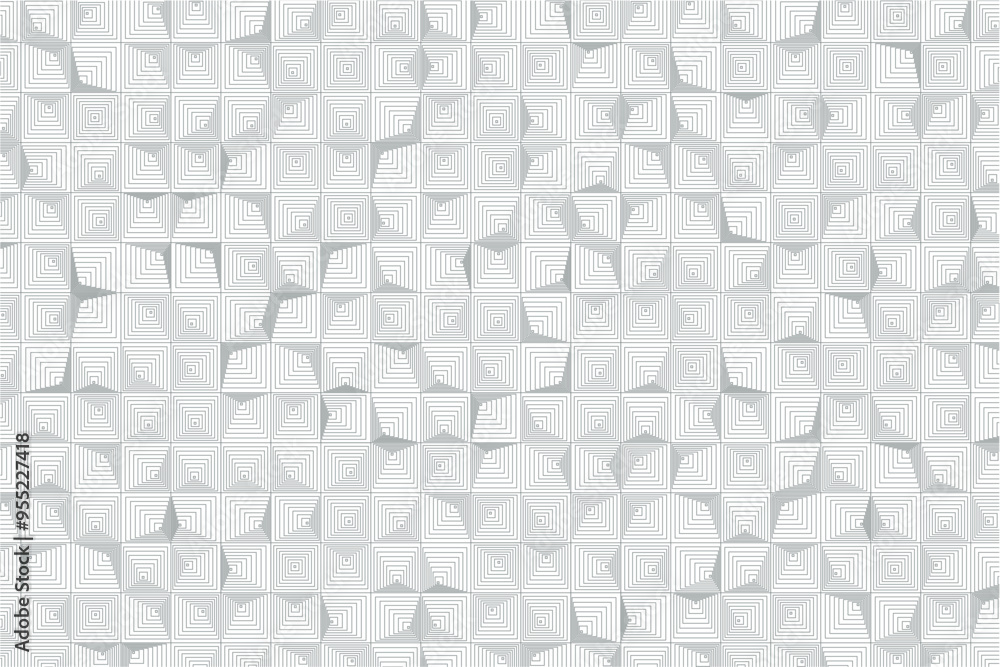 Aufkleber Elegant vector pattern of interconnected nested squares in a minimalist grid formation