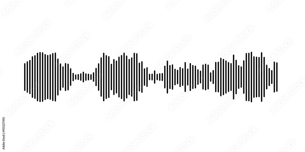 Fototapete stylized sound wave pattern with vertical lines for audio themes