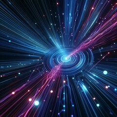 Obraz premium Abstract background with blue and purple neon light rays, cut out 