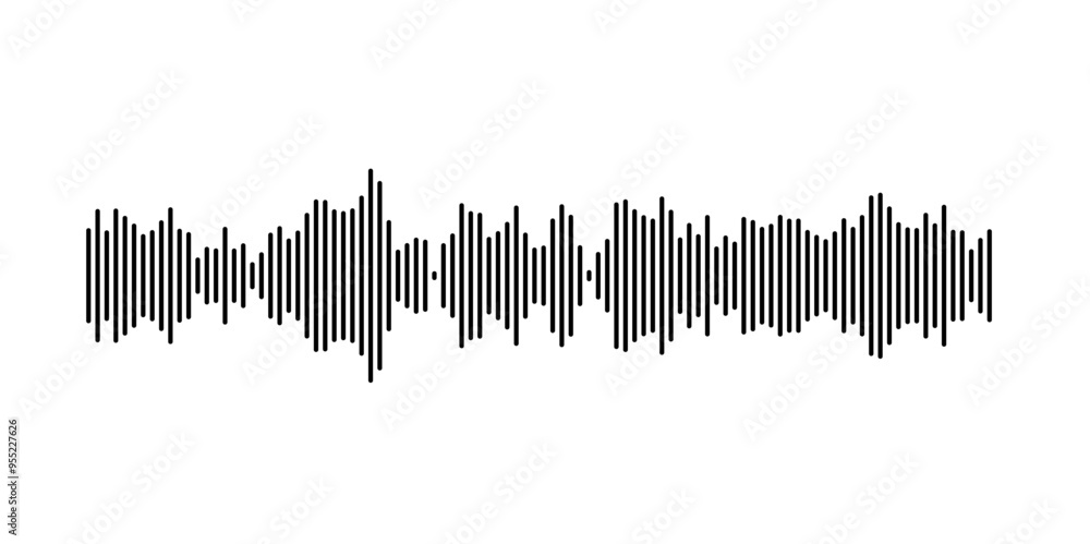 Fototapete stylized sound wave pattern with vertical lines for audio themes
