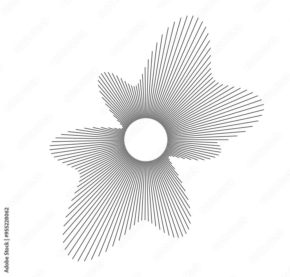 Fototapete Circular audio visualization featuring intricate wavy line patterns that represent various sound frequencies and rhythms.