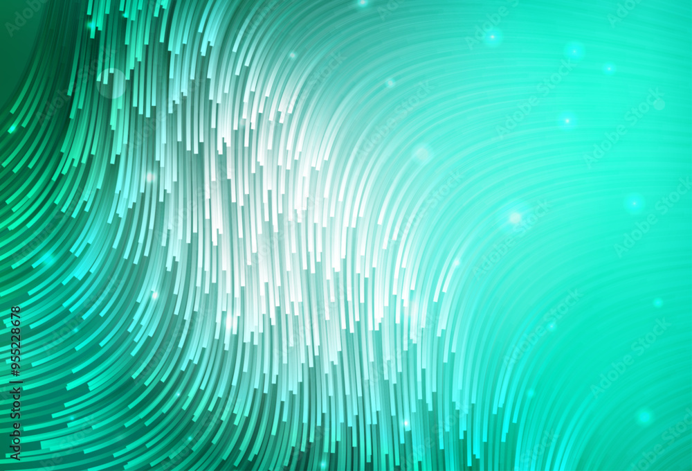 Poster light green vector pattern with curved lines.