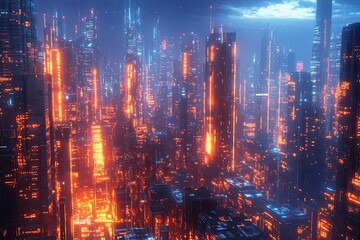 Fototapeta premium Smart AI society, digital cityscape, advanced technology, futuristic design