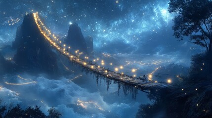 Starlit Bridge: A Fantasy Landscape of Celestial Wonder 1