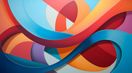 Obraz premium Vibrant Energetic Geometry: Dynamic Abstract Forms & Harmonious Shapes in Colorful Composition Art.