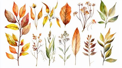 Obraz premium A beautiful collection of autumn leaves and flowers, showcasing vibrant colors and intricate details for seasonal inspiration.
