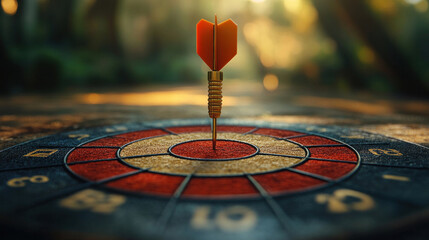 A creative representation of a digital marketing target with a dart board design, highlighting different strategies,
