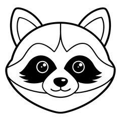 Adorable raccoon face in simple line art
