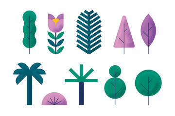 Collection of flat abstract plants