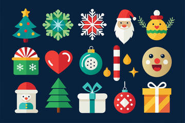 Set of Christmas vector illustrations. Christmas icons, elements collection