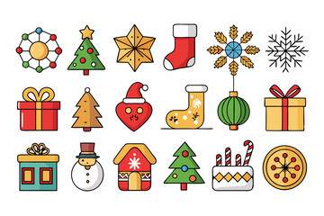 Set of Christmas vector illustrations. Christmas icons, elements collection