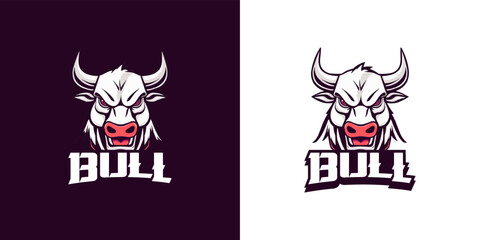 Bull Esport Mascot Logo. angry bull head vector illustration.