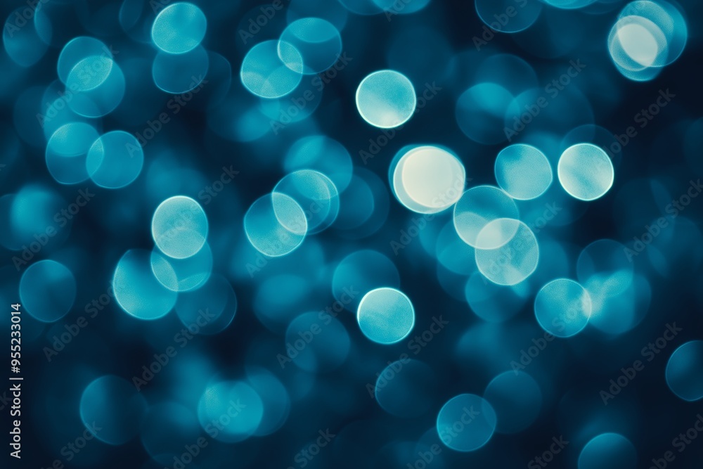 Poster soft bokeh lights create a mesmerizing blue background perfect for design projects and artistic ende