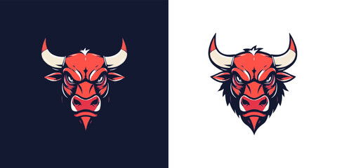 Bull Esport Mascot Logo. angry bull head vector illustration.