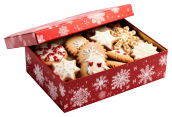 PNG Christmas cookies box gingerbread food.