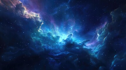 Obraz premium A Cosmic Nebula with Vibrant Blue and Purple Hues