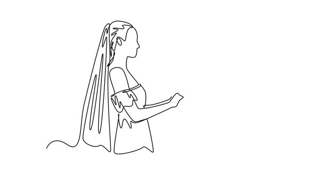 One continuous line drawing of reading book concept. Full length animation illustration. High quality 4k footage.