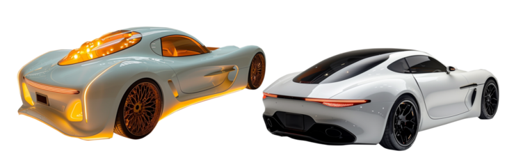 Futuristic electric technology car, energy saving and global warming reduction concept on transparent background.PNG