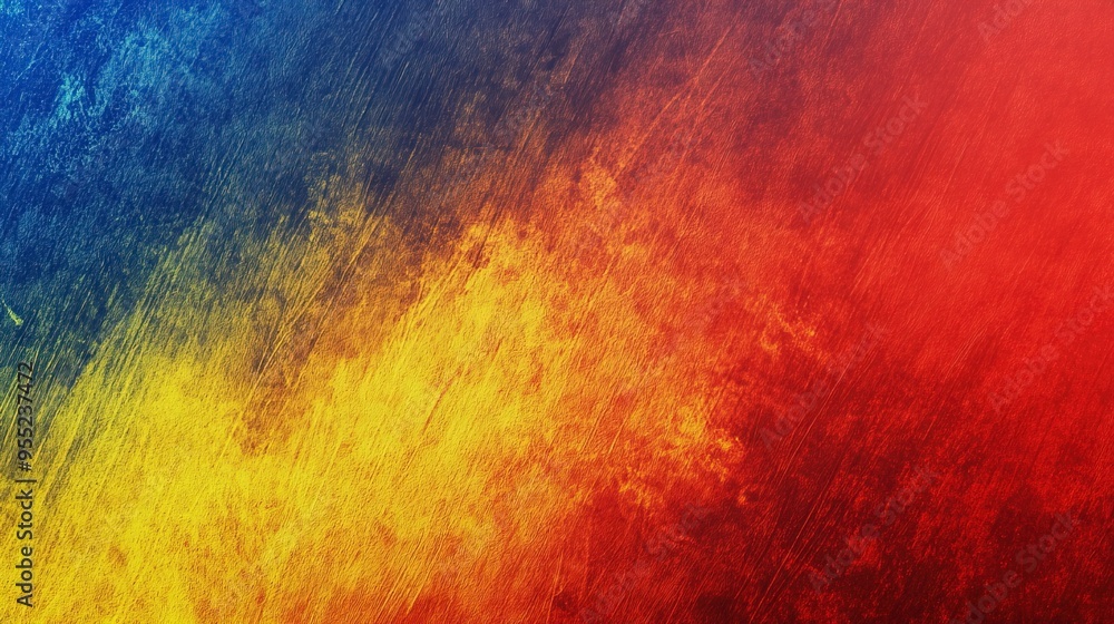 Poster red yellow and blue gradient abstract background with noise effect.