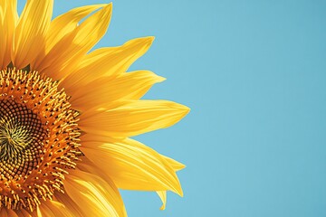 Yellow Sunflower Petals Against Blue Sky