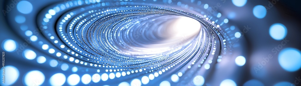 Poster an abstract representation of light trails and swirls, creating a captivating vortex of blue energy 