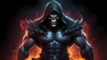 Sinister Reaper: Unyielding Power Amidst the Smoky Darkness