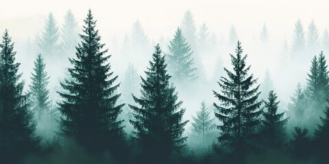 Obraz premium pine trees and forest silhouettes 