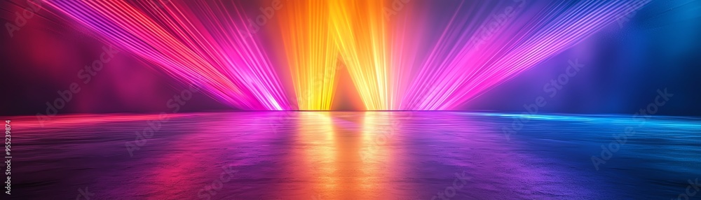 Aufkleber vibrant light beams reflect on a dark surface, creating a mesmerizing atmosphere full of color and e