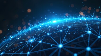 Abstract Digital Planet with Interconnected Glowing Nodes and Lines