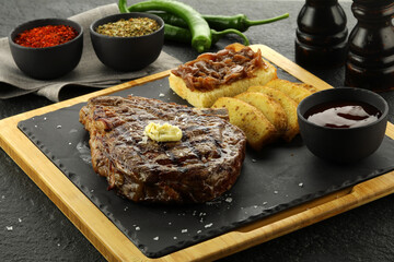 grilled steak with vegetables