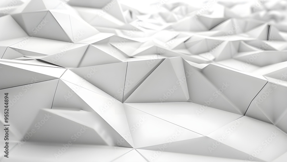 Poster abstract white background with polygon mesh grid.
