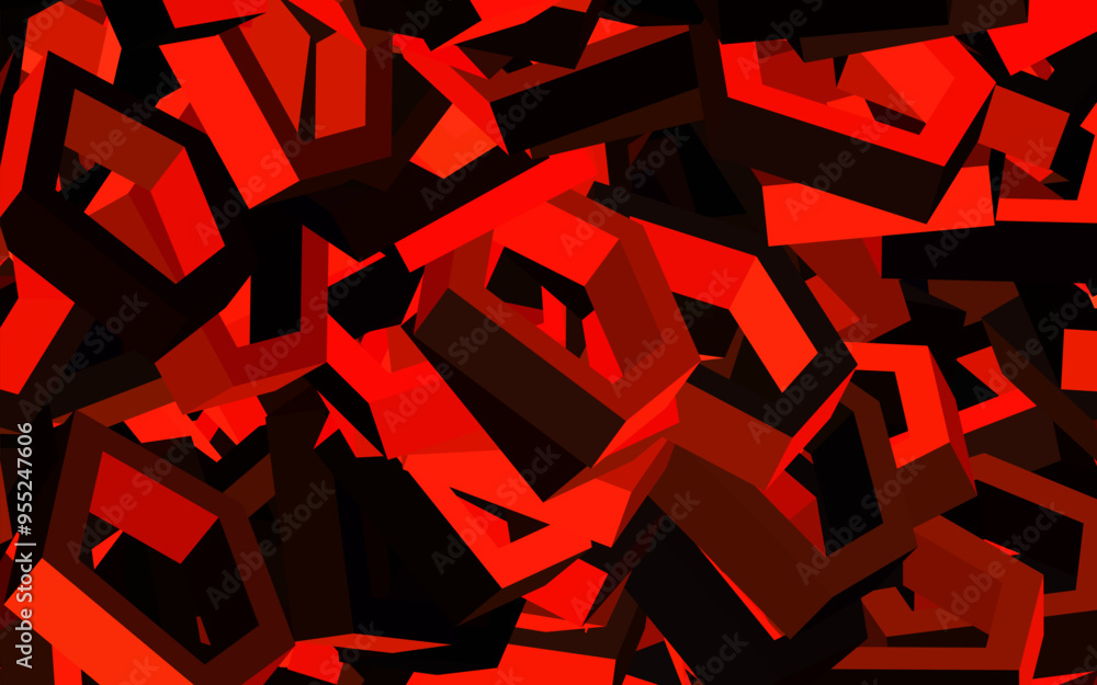 Poster dark red vector texture with colorful hexagons.